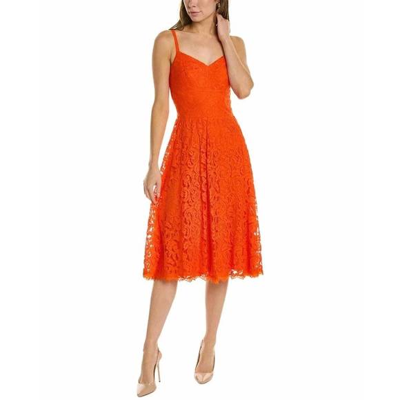 tadashi shoji orange dress Nyssa Bishop Sleeve Gown